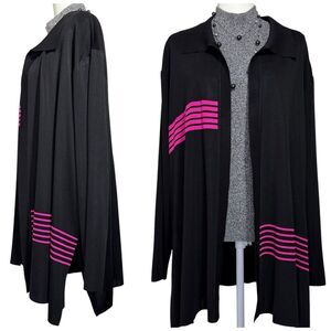 VTG Exclusively Misook 2X Cardigan Sweater Jacket Career Workwear Black Artsy